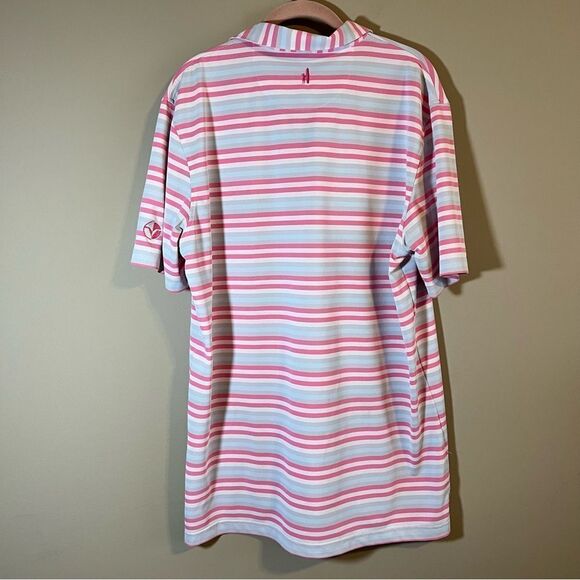 ✨ Johnnie-O Pink Blue Striped Short Sleeve Polo Men’s Large Golf - Picture 8 of 11